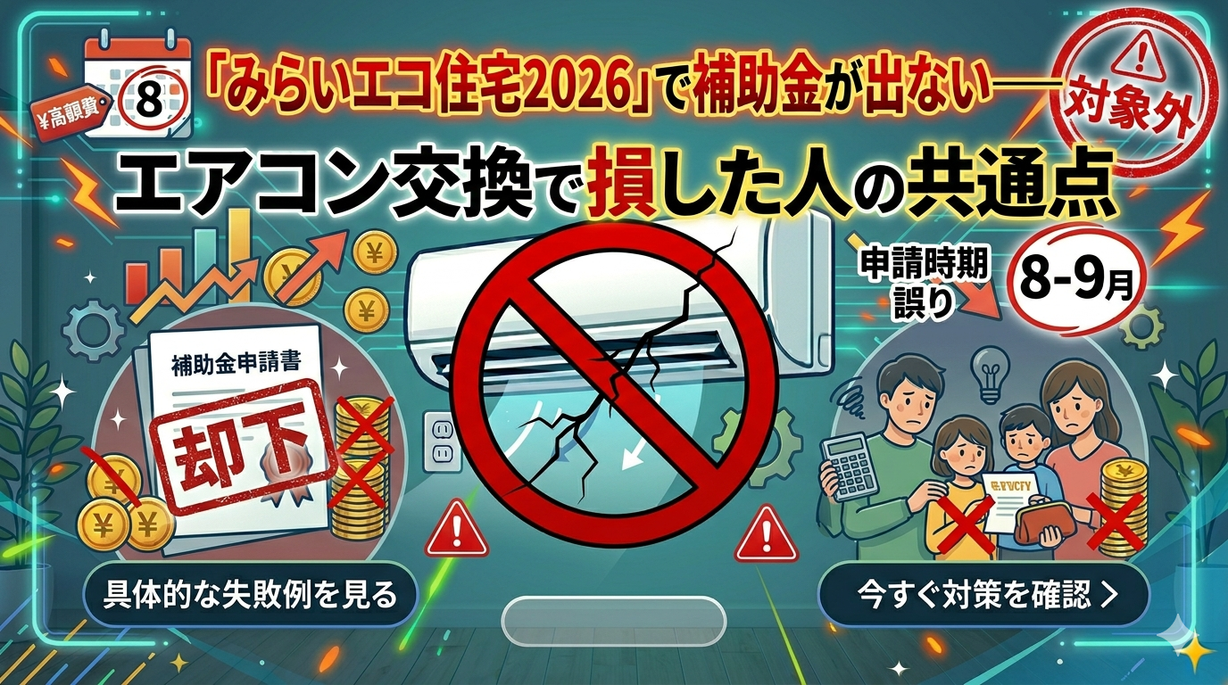 みらいエコ住宅2026で補助金が出ない——エアコン交換で損した人の共通点
