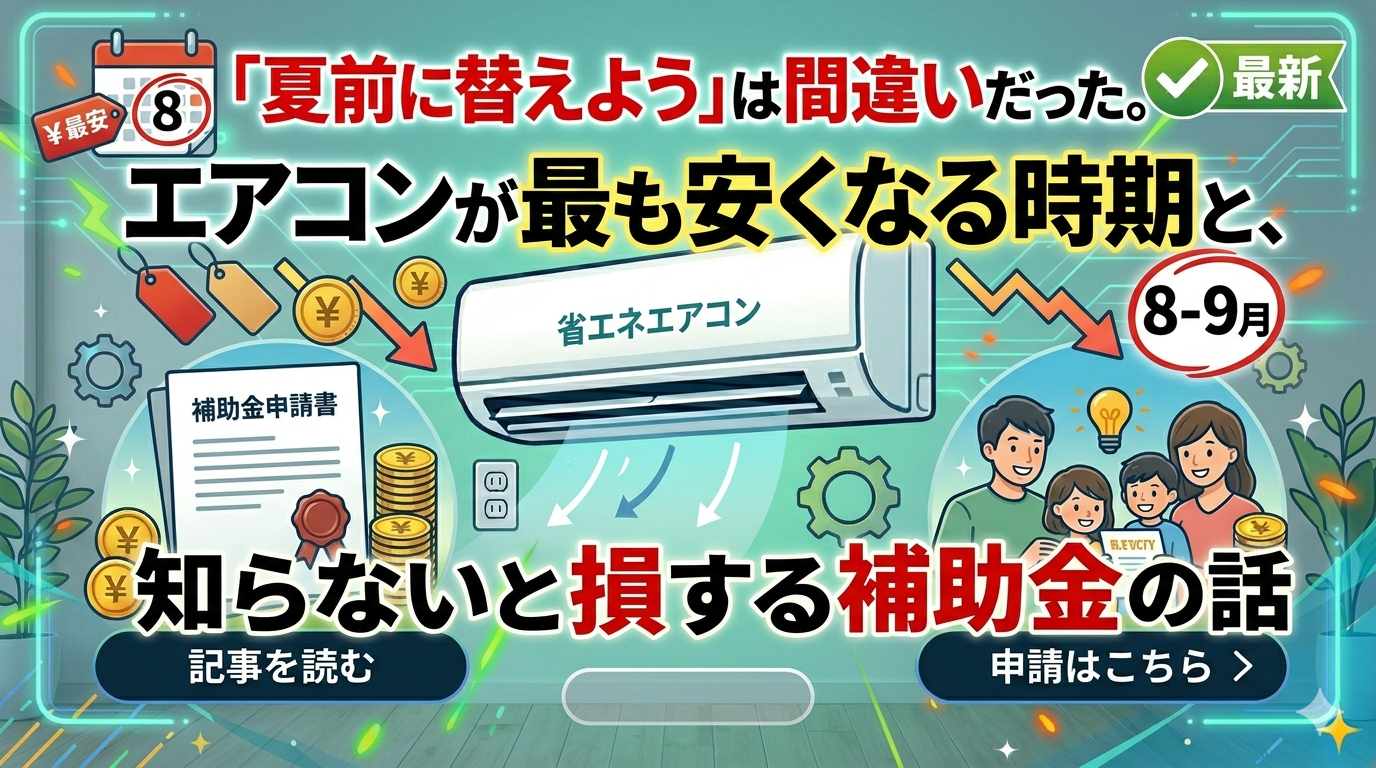 「夏前に替えよう」は間違いだった。エアコンが最も安くなる時期と、知らないと損する補助金の話